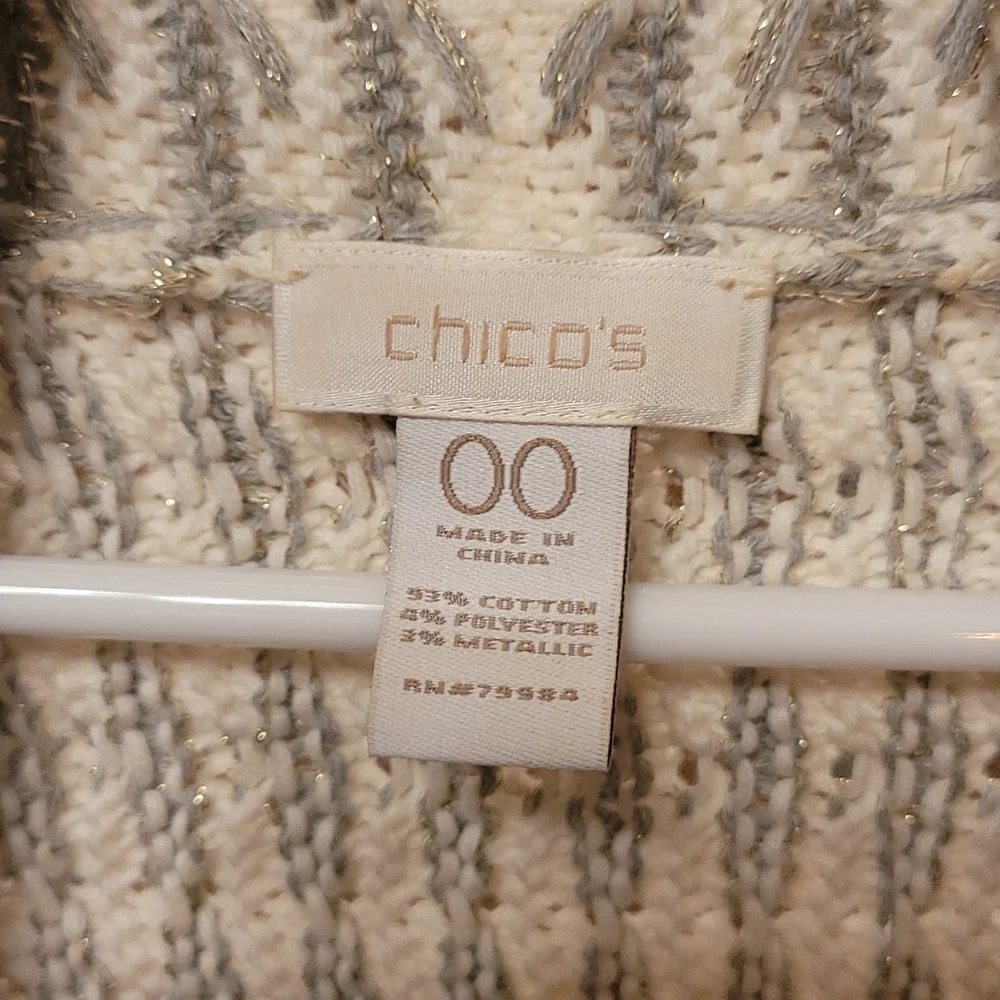 Chicos shawl collar cardigan sweater,  size  00, Chicos size chart 0/2-XS - Picture 2 of 8